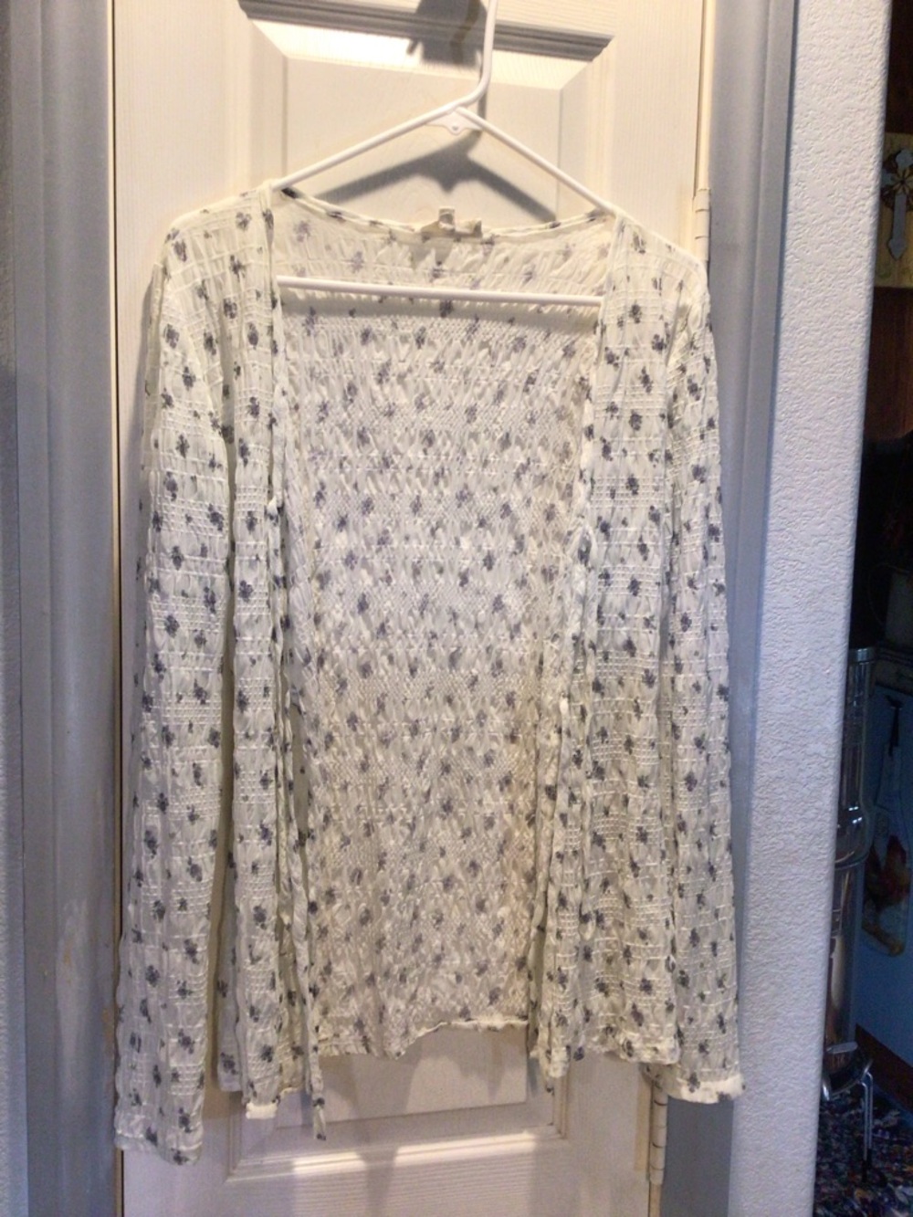 Express Open-Front Crochet Cardigan - Cream